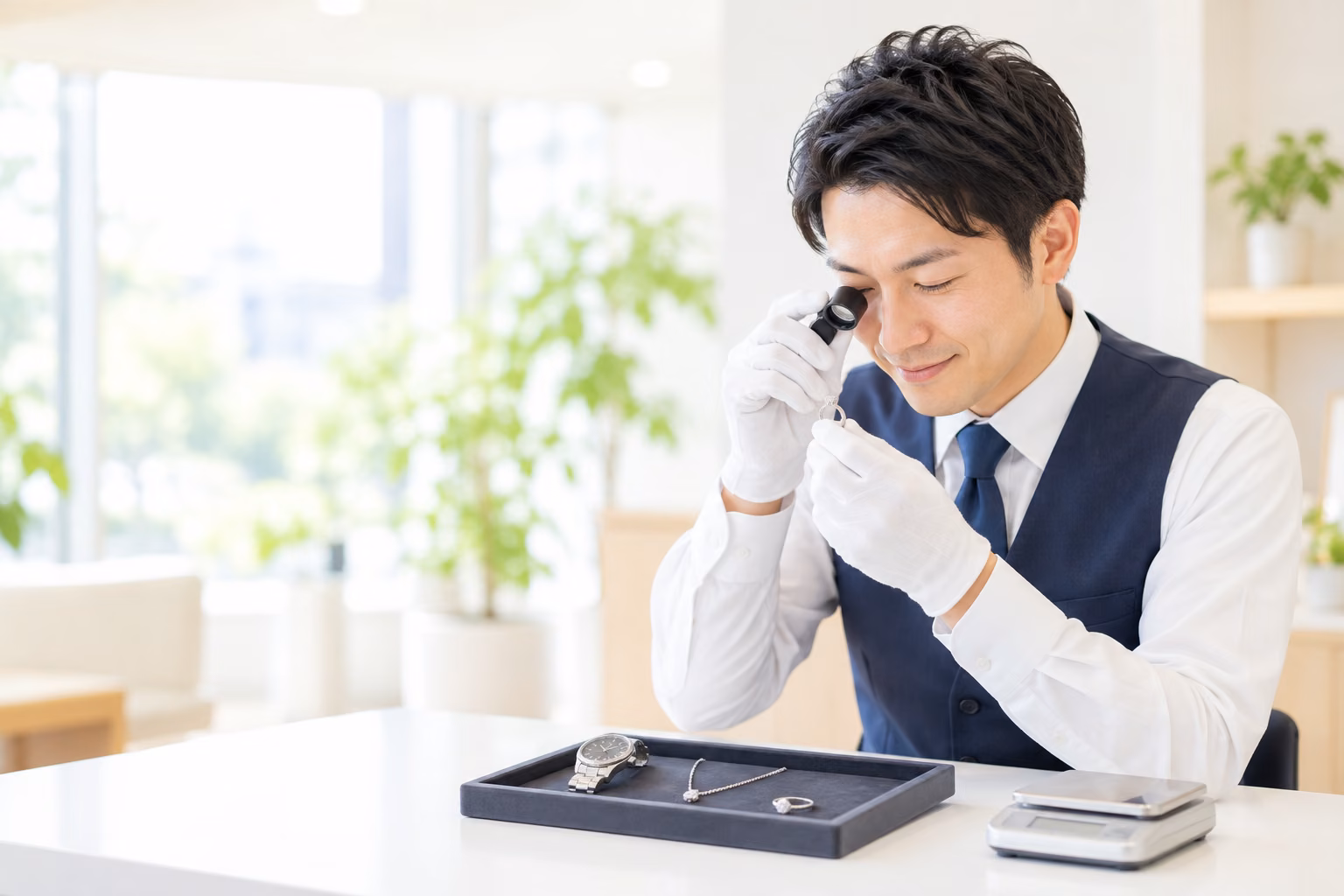おたからや戸塚店での買取・査定の仕事風景