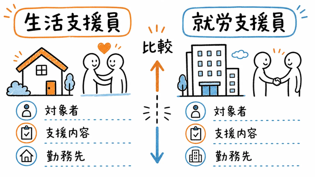 生活支援員と就労支援員の違いを比較